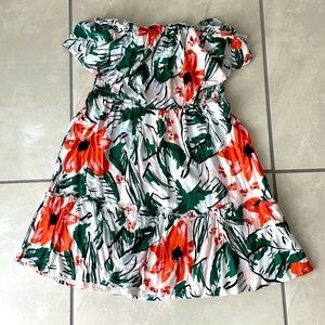 LUSH Floral Ruffled Strapless Mini Dress